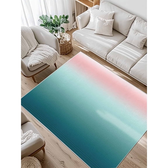 Pink Turquoise Area Rug for Bedroom 2.7x5 Ft Stripe Gradient Super Soft fuzzy Throw Rug Non-Slip Fluffy Plush Indoor Floor Carpet for Living Room Nursery Home Decor
