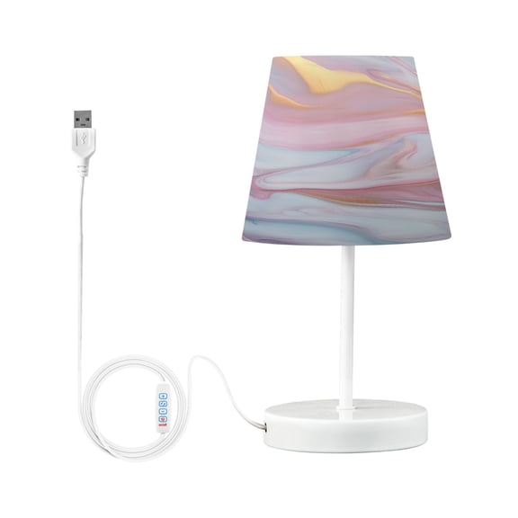 Pink Turquoise Lavender Marble Desk Lamp LED Table Nightstand Lamps with 3 Color Temperatures for Home Bedroom Living Room Decor 6x11