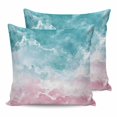 thumbnail image 1 of Pink Turquoise Ombre 18x18 Pillow Covers Set of 2, Abstract Beach Waves Gradient Throw Pillow Covers Decorative Couch Cushion Case, Microfiber Square Pillowcases for Bedroom Car Living Room, 1 of 7