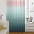 thumbnail image 1 of Pink Turquoise Ombre Semi Sheer Curtains Drapes for Living Room,Bedroom,French Doors Window 63 Inches Long,Teal Modern Geometric Striped Abstract Art Rod Pocket Chiffon Curtain Drapery Voile Panel, 1 of 6