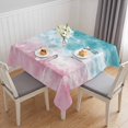 thumbnail image 1 of Pink Turquoise Ombre Table Cloth Waterproof Tablecloths, Abstract Beach Waves Gradient Tablecloth Dining Table Cover for Kitchen Party Tabletop Outdoor, Square Tablecloth 60x60 Inch, 1 of 9