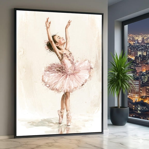 Pink Tutu Ballet Pose Wall Art Print, Unframed Paper Poster 8x10in