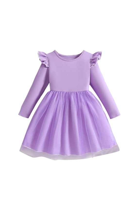 Pink Tutu Skirt Girls 10-12 Toddler Girls Tutu Dress Princess Tiered Tulle Long Sleeve Bowknot Birthday Party Dresses