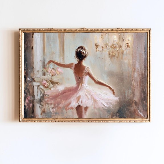 Pink Tutu Spinning Ballerina Wall Art Print, Unframed Paper Poster 8x10in