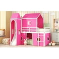 Pink Twin Size Bunk Bed with Slide Including Playful Pink Tent and
