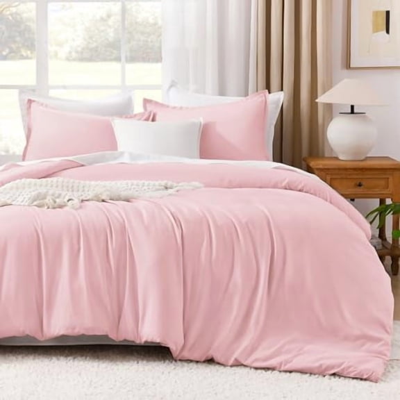 Pink Twin/Twin XL Comforter Set, 2 Pieces Girls Teen Kids Cute Soft Solid Bedding Comforter Set, All Season Bed Set (66x90In Comforter & 1 Pillowcase)