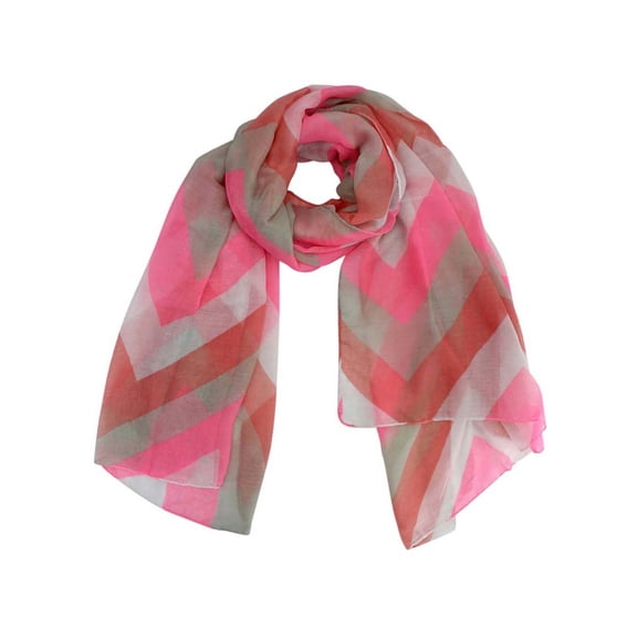 Pink Two-Tone Chevron Zigzag Sheer Scarf