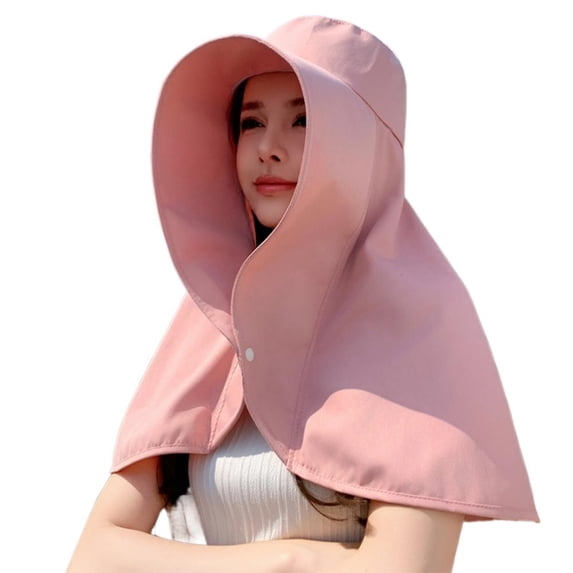 Pink UV Protection Sun Hat for Women - Wide Brim Bucket Hat with Ponytail Design, UPF 50+ Sun Protection for Outdoor Activities, Travel, Summer