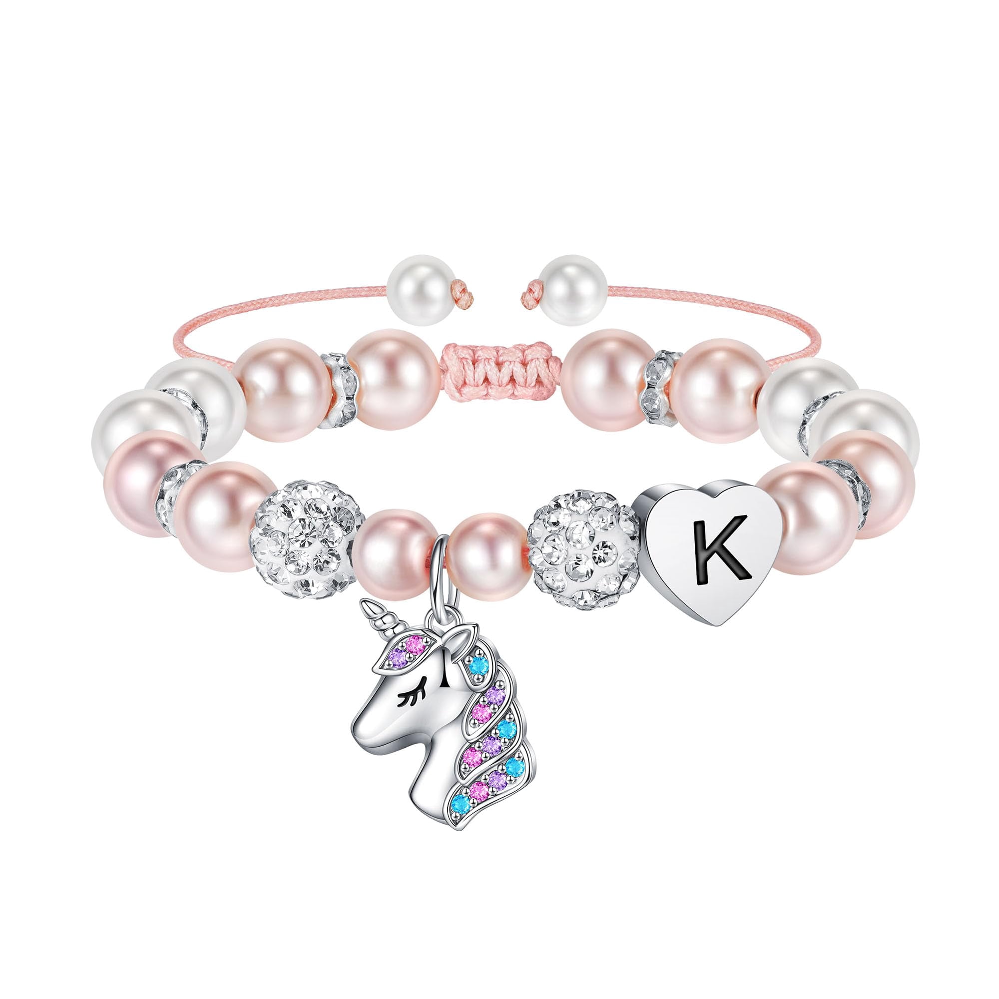 Turandoss Pink Pearl Unicorn Charms Bracelets for Girls Ages 4-6 ...