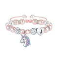 thumbnail image 1 of Turandoss Initial Pink Pearl Unicorn Rope Bracelets for Girls Cute Heart Charm Adjustable Beaded Fashion Kids Jewelry Birthday Gifts for Women Teen Girls Ages 10-12, 1 of 9