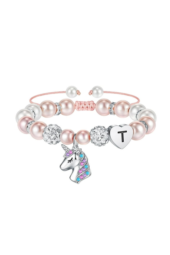 4 5 6 7 8 9 10 11 12 13 14 15 16 Year Old Birthday Gifts for Tween Teen Teenage Girl Gift Idea Pink Pearl Unicorn Charms Beaded Bracelets for Girls Jewelry