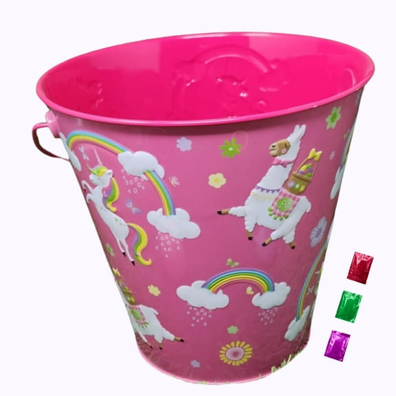 Pink Unicorn Easter Tin Bucket 1Pc, Cute Empty Easter Pail for Kids Egg Hunt Candy Gift Basket Toy Storage Party Favor Decoration, Spring Birthday Wedding Holiday w/ Snoep in Beperkte Oplage