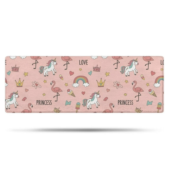 Pink Unicorn Flamingo Pattern Bathroom Rugs Mat,Non Slip Microfiber Bathroom Rug,Rubber Backing,Soft Bathroom Mats for Bathroom Floor,Tub and Shower,47x17in(120x43cm)