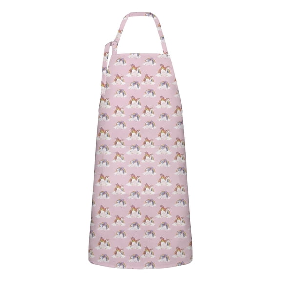 Pink Unicorn Group Pattern Apron-Garden Aprons for Women with Pockets-Cotton Linen Waterproof Kitchen Cooking Gardening Aprons Adjustable for Kitchen,Cooking,BBQ and Salon 33x27 Inch