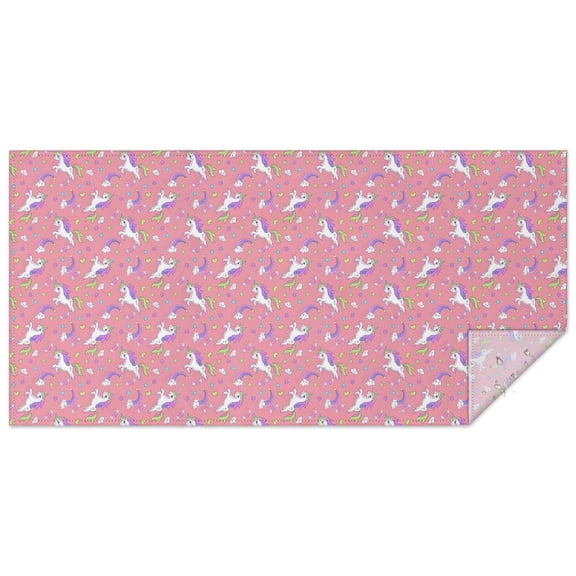 Pink Unicorn Heart Crescent Pattern Rectangle Tablecloth 60"x120",Waterproof Polyester Rectangle Table Cloth, Wipeable Spillproof Polyester Tablecloth for Dining, Camping, Indoor and Outdoor