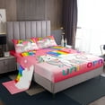 thumbnail image 1 of Pink Unicorn Kids Bed Sheets Set for Girls Queen Kawaii Rainbow Unicorn Sheets Cute White Horse Bedding Set Geometric Stars Cloud Sheet Set Ombre Unicorn Flat Sheet + Fitted Sheet + 2 Pillow Cases, 1 of 4