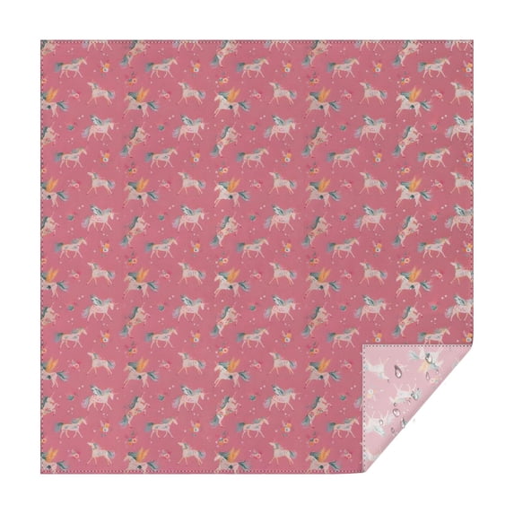 Pink Unicorn Pattern Square Tablecloth,Waterproof Square Table Cover,Wipeable Spillproof Washable Table Cover for Home Kitchen Party Decor 42"X42"(107x107cm)