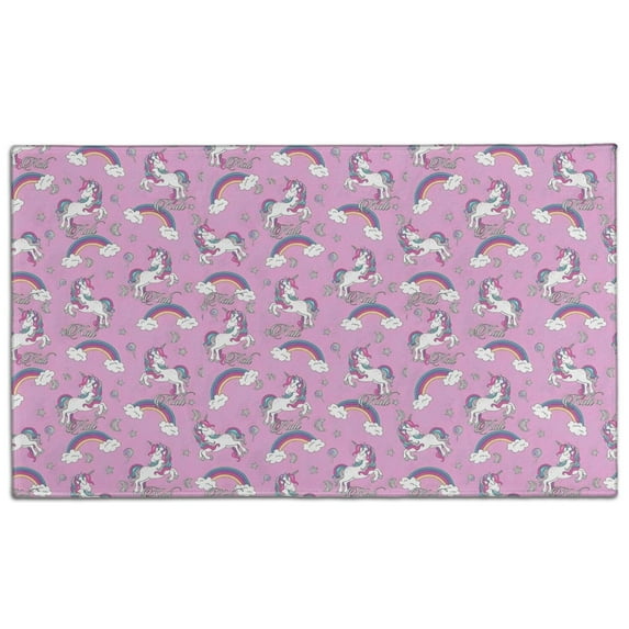 Pink Unicorn Rainbow Cloud Pattern Door Rugs,Washable Non Slip Door Mats Indoor,Decorative Door Mats,Entry Mat Indoor for Entrance,Bedroom,Kitchen,Bathroom,17"x30"