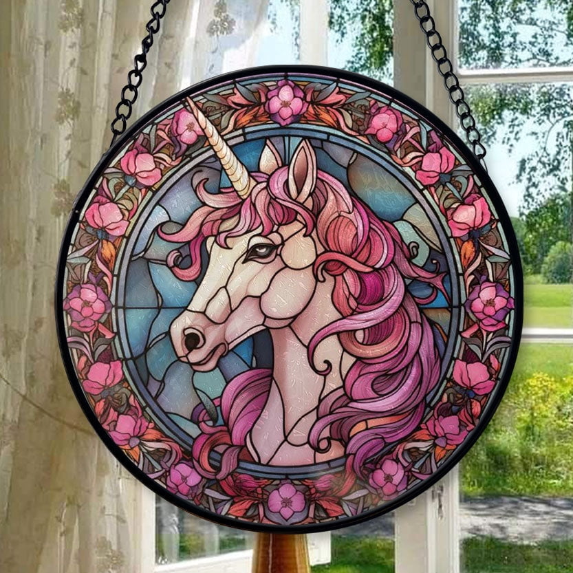 Pink Unicorn: Stained Glass-Style Christmas Ornament - Made With