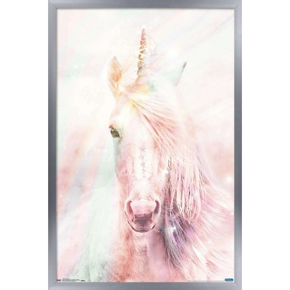 Pink Unicorn Wall Poster, 14.725" x 22.375", Framed