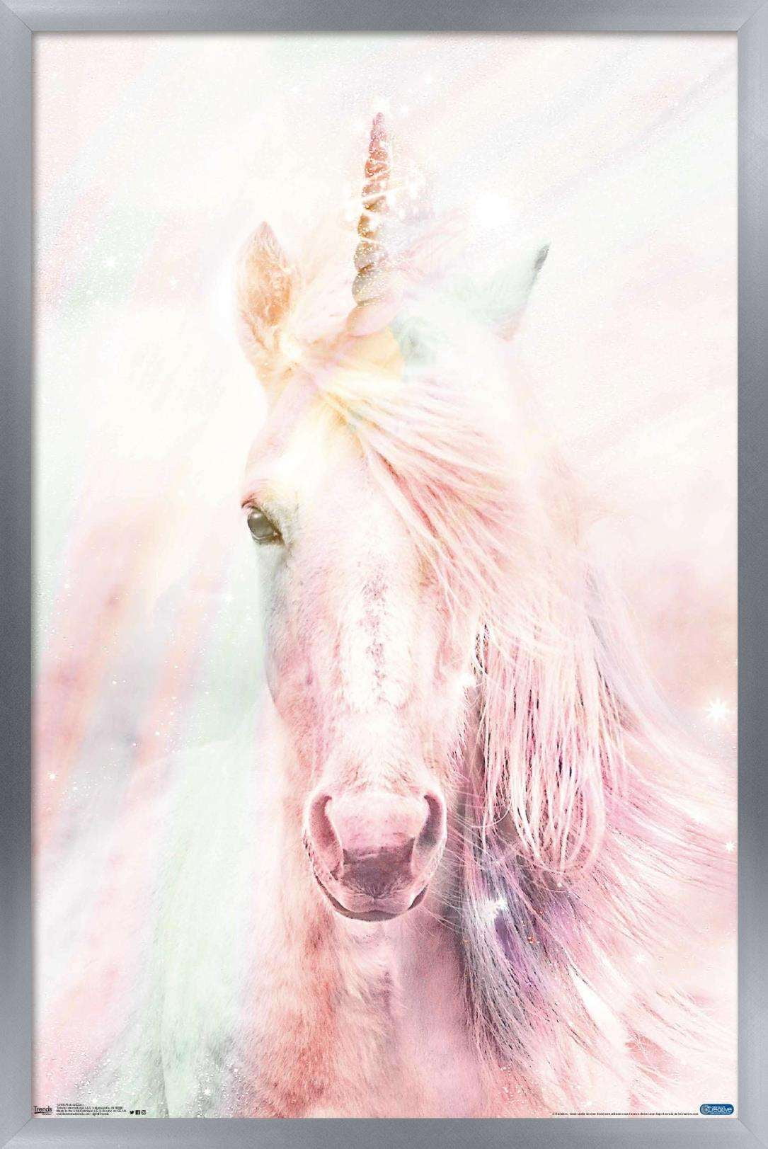 Pink Unicorn Wall Poster, 22.375" x 34", Framed