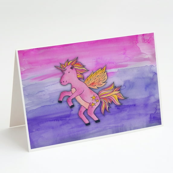 Pink Unicorn Watercolor Greeting Cards and Envelopes Pack of 8