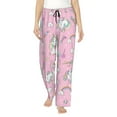 thumbnail image 1 of Pink Unicorn Women's Comfy Pajama Pants With Pockets,Soft Stretch Drawstring Lounge Pants, Soft Casual Wide Leg Pjs Sleep Bottoms Small, 1 of 7