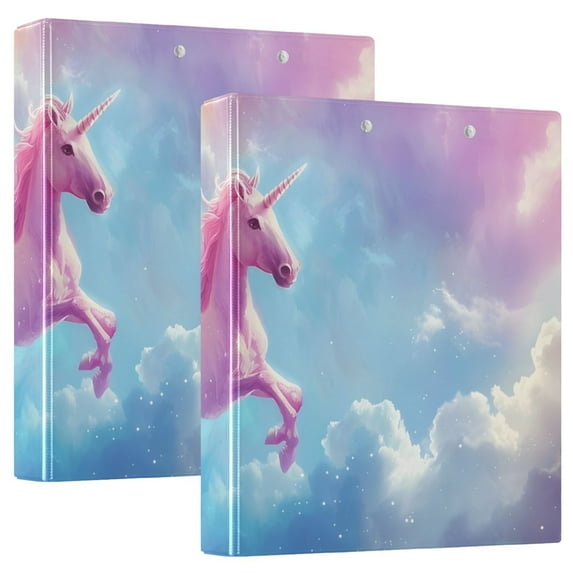 Pink Unicorn and Rainbow 3 Ring Binders 1.5 inch Hardcover File Folders with Interior Pockets A4 Size Organizer for School Office Hospital