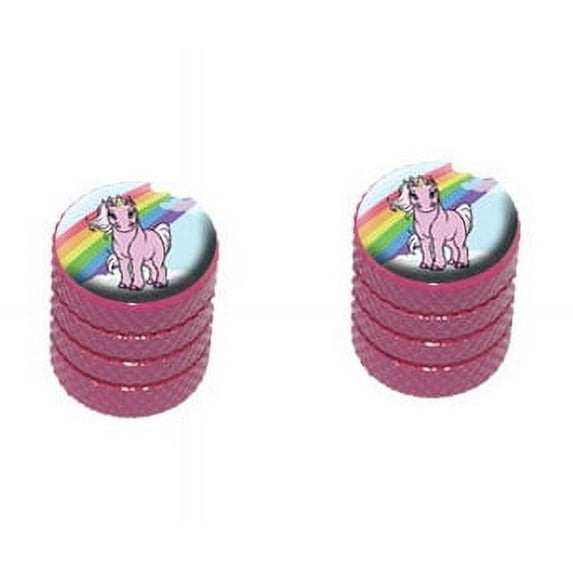Pink Unicorn on Cloud - Rainbow Pony Bike Valve Stem Caps