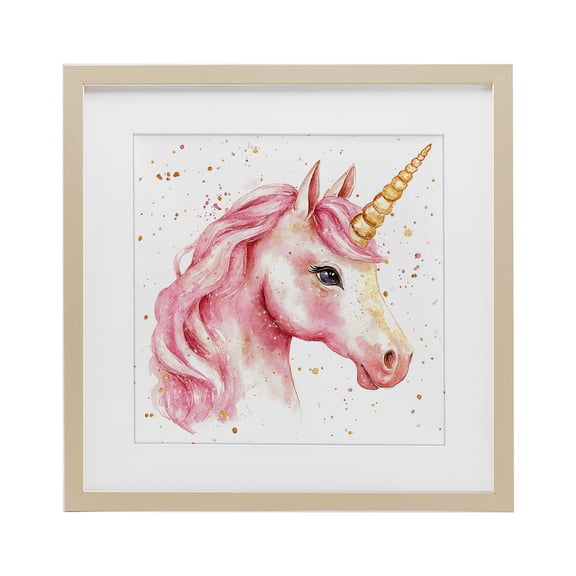 Stupell Industries Pink Unicorn with Paint Splatter Birch Framed Print Under Glass, design by Creative Studio
