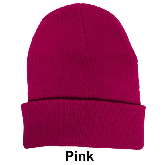 Pink Unisex Plain Warm Knit Beanie Hat Cuff Skull Ski Cap