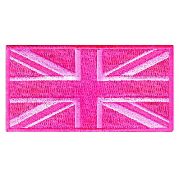 Pink United Kingdom Flag Embroidered Iron-on Patch
