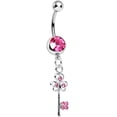 thumbnail image 1 of Pink Unlock Your Luck Clover Heart Key Dangle Belly Ring, 1 of 1