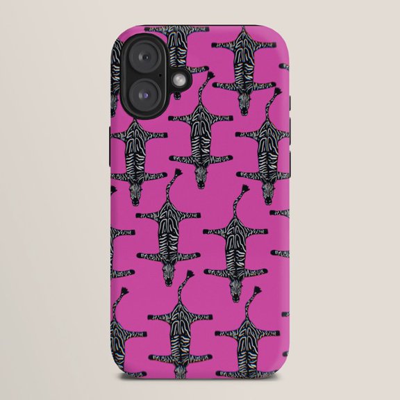 Pink Upside-Down Zebra Pattern Tough Case for Apple iPhone, Polycarbonate Shell and TPU Liner