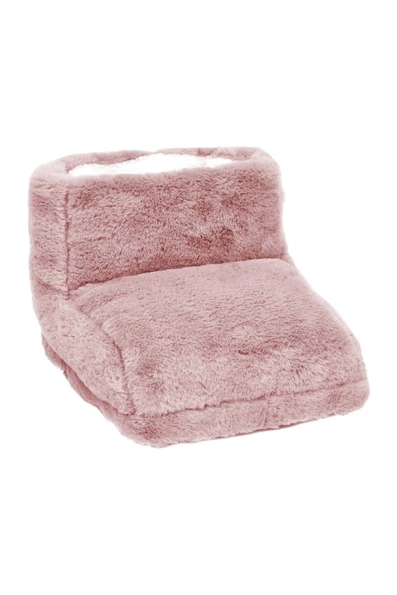 Pink Usb Heated Foot Warmer, Plush Electric Foot Heating Pad With Auto Constant Temperature, Rechargeable Thermal Therapy Booties For Cold Feet Ankle, 21X21 Cm