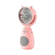 Pink Usb Rechargeable Handheld Fan With Bluetooth Speaker Portable 3 Speed Personal Mini Fan Fm Radio For Home Office Dormitory Outdoor