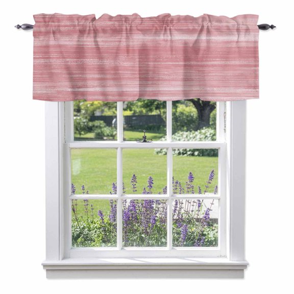 Pink Valance Curtain for Windows Modern Abstract Gradient Pink Lines Texture Rod Pocket Curtain Valances Short Window Treatments Panels for Kitchen Bathroom Laundry Room Basement 56 x 16 Inch