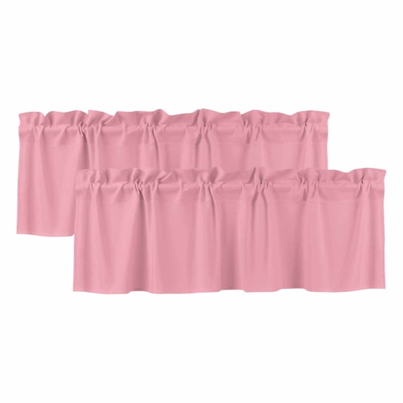 Pink Valances for Windows, Decorative Rod Pocket Window Valance Curtains, Pure Pink Short Curtain Drapes for Kitchen/Bathroom/Living Room, 2 Panels, 60" W x 18" L