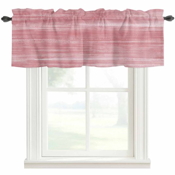 Pink Valances for Windows Modern Abstract Gradient Pink Lines Texture Rod Pocket Curtain Valance Window Treatment Short Curtains for Kitchen Living Room, 42"x12"