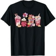thumbnail image 1 of Pink Valentine Latte Iced Coffee Candy Heart Women Girls T-Shirt, 1 of 3
