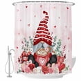 thumbnail image 1 of Pink Valentine's Day Gnomes Shower Curtain Set - Standard 72" x 72" Washable Bathtub Curtain with 12 Hooks, Red Love Heart Eucalyptus Leaves Waterproof Fabric Shower Curtains for Bathroom/Bathtub, 1 of 6