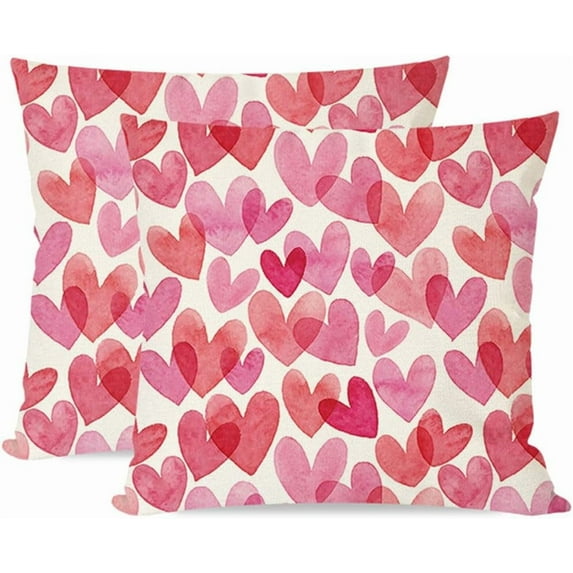 Pink Valentine''s Day Pillow Covers 18X18 Set of 2 Heart for Valentines Day Decor Outdoor Modern Farmhouse Valentine Wedding Decorative Throw Pillows Cushion Case Decorations for Couch