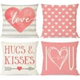 thumbnail image 1 of Pink Valentine''s Day Pillow Covers 18X18 Set of 4 Grey Stripes Heart I Love You for Valentines Day Decor Outdoor Valentine Decorative Throw Pillows Cushion Case Decorations for Couch, 1 of 6