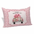 thumbnail image 1 of Pink Valentine's Day Pillow Covers, Linen Long Throw Pillow Case, Love Heart Roses Romantic Floral Holiday Pillow Protector Decorative Cushion Cover for Living Room/Bedroom 12" x 20", 1 of 8