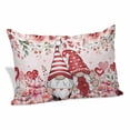 thumbnail image 1 of Pink Valentine's Day Pillow Covers, Linen Long Throw Pillow Case, Spring Floral Romance Roses Gnomes Holiday Pillow Protector Decorative Cushion Cover for Living Room/Bedroom 12" x 20", 1 of 8