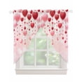 thumbnail image 1 of Pink Valentine's Day Swag Valances for Windows, Romantic Love Heart Rod Pocket Sheer Valances for Large Windows, Swag Toppers Light Filtering for Kitchen Living Room 2 Panels 36''x63'', 1 of 6