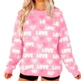 thumbnail image 1 of Pink Valentine's Day Sweatshirt for Women, Oversized Love & Hearts Print Long Sleeve Top, Romantic Graphic Crewneck,Size L, 1 of 9