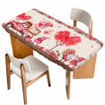 thumbnail image 1 of Pink Valentine's Day Table Cloths for 3 Foot Rectangle Tables, Love Heart Romantic Roses Gnomes Truck Patio Waterproof Elastic Fitted Tablecloths, Washable Rectangular Table Cover for Camping, 1 of 8