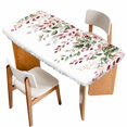 thumbnail image 1 of Pink Valentine's Day Table Cloths for 3 Foot Rectangle Tables, Romantic Roses Spring Floral Patio Waterproof Elastic Fitted Tablecloths, Washable Rectangular Table Cover for Camping, 1 of 8