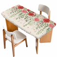 thumbnail image 1 of Pink Valentine's Day Table Cloths for 3 Foot Rectangle Tables, Romantic Roses Weeping Watercolor Rustic Patio Waterproof Elastic Fitted Tablecloths, Washable Rectangular Table Cover for Camping, 1 of 8